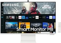 SAMSUNG 27" M80C UHD HDR Smart Computer Monitor Screen with Streaming TV, Slimfit Camera Included, Wireless Remote PC Access, Alexa Built-in (LS27CM801UNXZA),Warm White