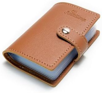 Karlling Soft Leather Case Wallet Bag Holder For 20 Credit Cards, Brown, 1 Pack, Fashion