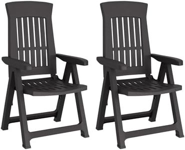 vidaXL Modern Outdoor Patio Reclining Chairs in Anthracite - Made of High-Impact Polypropylene, Adjustable Backrest, Foldable Design, Suitable for Garden and Patio (Set of 2)