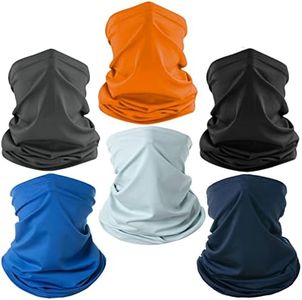 6 Pack Neck Gaiter Balaclava Bandana Gator Face Mask Scart Cover Breathable Sun Protection Headwear for Men Women, Mix Color, One Size