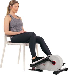 Sunny Health & Fitness Magnetic Under Desk Elliptical – Mini Pedal Exerciser with LCD Monitor, Portable Home Gym