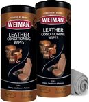 Weiman Leather Cleaner Wipes - 2 Pack with Microfiber Cloth - Clean Condition UV Protection Help Prevent Cracking or Fading of Leather Furniture, Car Interior, and Shoes