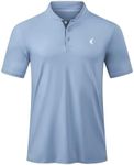 JMIERR Men's Casual Henley Shirt Summer Short Sleeve Button Performance Quick Dry T-Shirt for Golf Work Fishing Athletic Sport, 2XL, Sky Blue