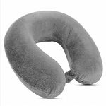 HOOPY Travel Neck Pillow in Memory Foam Luxury Travel Neck Support | Neck Rest | Neck Pain 100% Pure Memory Foam Soft Comfort & Support Pillow for Airplane/Car/Office&Home Rest use (Dark Grey)