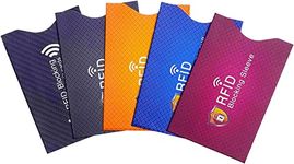 RFID Blocking Sleeves, [5 Pack 5 Color] [TÜV Certification] Anti-Theft Credit Card Protector RFID & NFC Contactless Card Security Holders Prevent Identity Theft for Credit, Debit Cards, Passport