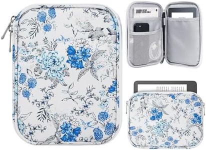 TiMOVO 6-7 Inch Tablet Sleeve for All-New Kindle 2022/10th Gen 2019 /Kindle Paperwhite 11th Gen 2021/Kindle Oasis E-Reader, Protective Case with Pocket for Kindle (8th Gen, 2016), Blue Flower & White