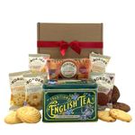 Border Biscuits Gift Set Afternoon Tea Hamper with Border Ginger Crunch 135g, English Afternoon Teabags in a Luxury Tin (40 Teabags) and x10 Border Biscuits - The Perfect Tea and Biscuits Gift Set