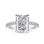 Effinny 3.5/7.0ct Radiant Cut Engagement Ring,Simulated Diamond White Sapphire Promise Ring for Women in 925 Sterling Silver, 5 UK, Metal, Cubic Zirconia