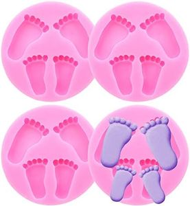 KuuGuu 4 PCS Baby Feet Fondant Mold Silicone 3D Baby Foot Mold Baby Shower Cake Topper Decoration DIY Baking Mould for Sugarcraft Cake Chocolate and Crafting