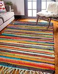 SOBAANRUG Floor Mat, Dari, Chindi Rug, for Bed Room, Living Room, Garden, Picnic, Yoga, Beautifully Design, Cotton Kitchen Mat Floor Carpet, 4.0X6.0 Feet., Multicolour