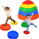 PLAYMINGLE 5 Pcs Stepping Stones for Kids, Non-Slip Multicoloured Stackable Obstacle Course Balance Stones Encourage Toddler Exercise, Coordination & Motor Skills for Indoor & Outdoor Kids Garden Toys