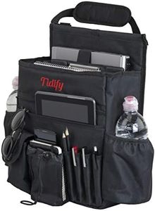 Tidify Car Front Seat Organizer [2023 UPDATED] with Dedicated Tablet and Laptop Storage Stabilizing Side Straps Soft Adjustable Shoulder Strap and Hardened Buckles Your Office Away from Office