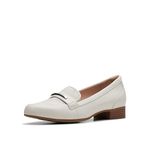 Clarks Collection Women's Juliet Aster Loafer, Off White Leather, 7 Medium US