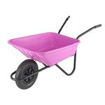 Walsall Wheelbarrows 90Ltr Shire Plastic Green Wheelbarrow Barrow in a Box, Pink - Pneumatic Wheel