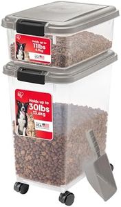 IRIS USA 33qt + 12qt Airtight Pet Food Container Combo with Scoop, Chrome