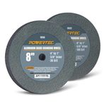 POWERTEC 15532 8" x 1", 5/8" Arbor, Aluminum Oxide Bench Grinder Wheel, Bench and Pedestal Grinding Wheels, Assorted Grits 36 & 100, 2 PK