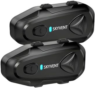 SKYVENT Q4 Motorcycle Bluetooth Communication System Headset Intercom, 4 Riders 1500m Music Sharing, FM, Noise Cancellation, IP65 Waterproof, Dual Pack