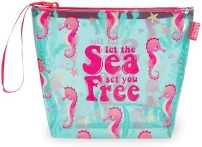 Legami - Pochette Mare Donna, Beach Pouch con Cerniera e Laccetto Laterale, Borsa Porta Costume e Accessori Mare, Trousse da Spiaggia Ideale per Bambine, Ragazze, Donne, 20 x 16 cm, Seahorse