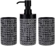 Black Bathroom Accessories Set 3 pcs, Resin Bathroom Tumbler Cups Set with Toothbrush Cup and Soap Dispenser, Farmhouse Black Bathroom Decor