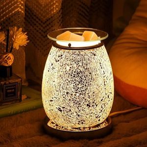 Makimoo Oil Burner Wax Fragrance Oil Lamp, Electric Wax Warmer, Oil Burner, Night Light Oil Lamp for Home Decoration (Silver Mosaic)