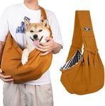 Gipoowaa Dog Carrier Sling, Cat Carrier Sling Hands Free Reversible Pet Carrier Sling Soft Pouch and Tote Design, Suitable for Outdoor Travel Puppy and Cats for Outdoor Travel (Light Brown)