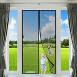 Magnetic Doors Fly Screen 105x270cm Black Self-Adhesive Anti Mosquito Mesh Fly Curtain Nets Close Automatically- Hands-Free for Doors and Windows