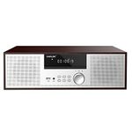 Vintage Micro HiFi System CD Player 40W CD Stereo Mini Component, FM/Bluetooth Compatible/USB/AUX/Remote Control/Headphone Jack, Compatible with High Resolution Sound Source,Silver,Wooden