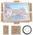 Puzzle Board, WOOD CITY 1500 Piece Wooden Jigsaw Puzzle Board with Drawers, 35”x 27” Portable Puzzle Table with Covers and Lazy Susan, Rotating Jigsaw Puzzle Table for Kids and Adults