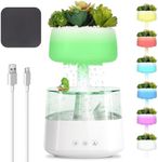 Rain Cloud Humidifier with 7 Color Night Light Aromatherapy Diffuser Plant Humidifier, Cloud Rain Humidifier with Water Absorb Pad, Frog, Rain Drop Oil Diffuser Relax Calm Mood (White)