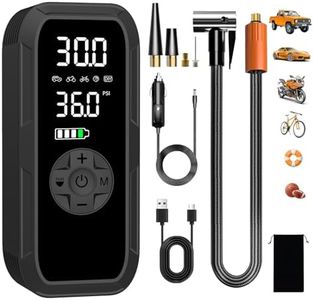Vulisox Corded/Cordless Tyre Inflator Portable Air Compressor, 6000 mAh 150PSI 12V DC Electric Tyre Pump with LED Lights, Auto Shut-Off, Rechargeable as Power Bank, for Car, Bike, Motorbike, Ball