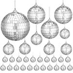 40 pcs 2.36/4.72/1.96/1.18inch Mirror Disco Balls Silver Hanging Disco Ball with Rope Small Party Mirror Balls Cool Bright Reflective Ball Decor for Party Chrismas Ornaments Xmas Tree Decoration DJ