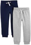 Simple Joys by Carter's Boys' Toddler 2-Pack Pull on Fleece Pants, Gray/Navy, 5T