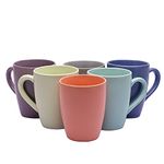 Anwaliya Fauna Tapered Ceramic Coffee Mugs, 250 ml, Set of 6, Pastel Assorted color (Color May Vary)