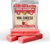 Tibetan Dog Chew Yak Cheese Sticks (3 Large Chews) Strawberry Flavored - Handmade Treats for Large Dogs, Long-Lasting, Easy to Digest, Grain-Free, Gluten-Free, for Aggressive Chewers
