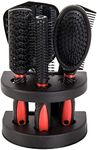 5Pcs Hair Comb Brush Set with Mirror Hairbrush Holder Professional Massage Combs Cosmetics Hair Styling Tools Sets for Women Ladies Adults Kids (Red)