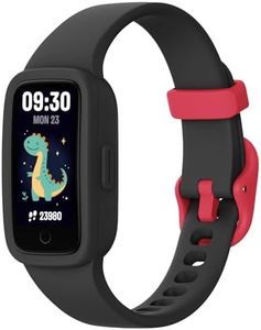 BIGGERFIVE Vigor 3 Kids Fitness Tracker Watch, AMOLED Screen, No App or Phone Needed, 3ATM Waterproof, Heart Rate & Sleep Monitor, Pedometer & Step Counter Smart Watch for Boys Girls Ages 5-15 (Black)