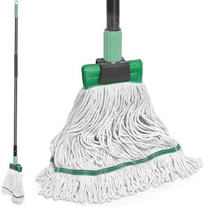 DALIPER Heavy Duty Mop for Floor Cleaning, Industrial Commercial Mop with 146CM Long Handle,Looped-End String Wet Cotton Mops for Garage, Warehouse, Workshop