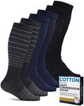 Pembrook Cotton Light Men’s Compression Socks - 3 Pairs | 8-15 mmhg Men's Sports Compression Socks, Knee High Comfort and Fatigue Relief | Stripes, Squares, Polkadots
