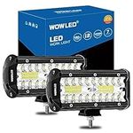 WOWLED 2 Pack 7" LED Light Bar, 12V 12000LM Offroad Driving Lights Work Bar Lamp IP67 Waterproof Combo Beam LED Lights for Car Boat Camp Light Truck 4x4