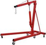 PULLAFUN Engine Hoist,2 TON 4000lbs Folding Hydraulic Car Engine Motor Crane Lifter,Cherry Picker with 6 Iron Caster Wheels - Red