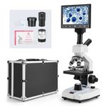 Vabiooth Constant Temperature Lab Monocular Compound Microscopes 40X-2500X Magnification with 7" LCD Screen 5MP E-Eyepiece, Adjustable Thermostat Mechanical Stage for Husbandry, Pet Hospitals,Farms