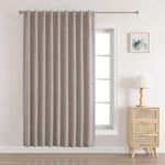 Joydeco Natural Linen Curtains 108 inch Length 1 Panel Set Burg 100% Blackout Patio Door Curtain Room Darkening Sliding Door Curtains Thermal Insulated Back tab Rod Pocket(100x108inch,Linen)