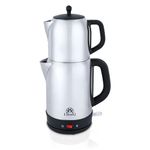 Ethniq TeaVibe Electric Turkish Tea Maker - Stainless Steel 120V Double Pot Kettle & Infuser, Boil-Dry Protection, Auto Shut-Off & Keep Warm Function, 1.7L Kettle + 1L Teapot Capacity