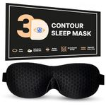 3D Contoured Eye Mask for Sleeping | Sleep Mask for Side Sleepers | Eyelash Extensions with Velcro Closure | Shade Cover | Eye Sleeping Mask | Flight Essential | Black | Concave Molded