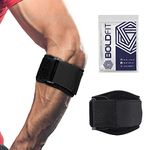 Boldfit Neoprene Tennis Elbow Support for gym with Strap - Elbow band for pain relief in Bursitis, Tendonitis Support Strap Elbow wraps, workout, Tennis, Badminton, Running - Free Size - Black