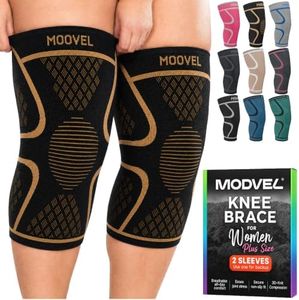 Modvel 2 Pack Knee Brace for Women & Men - Knee Support for Walking, Knee Compression Sleeves for Pain Relief, Knee Sleeves for Women, Knee Sleeves for Men, Knee Brace for Sports, Workouts & Arthritis