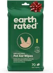 Earth Rated Pet Ear Wipes, Hypoallergenic Ear Wipes for Dogs & Cats to Remove Dirt and Wax Build up, Oatmeal Scent, 70 Count