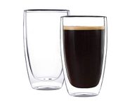 CNGLASS Double Wall Thermo Glass Cup 13.5oz/400ML Set of 2, Classic Insulated Coffee Cups, Barware, Drinkware