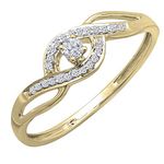 Dazzlingrock Collection 0.15 Carat (ctw) 18k Gold Round Cut Diamond Ladies Engagement Bridal Promise Ring, Yellow-gold, Diamond