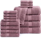 LANE LINEN 16 Piece Bath Towels - 100% Cotton Towels for Bathroom, Premium Quality Hotel Towels, Highly Absorbent Bathroom Towel Set, 4 Bath Towels, 4 Hand Towels, 8 Wash Cloths - Wishful Mauve